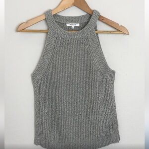 Madewell Gray Ribbed Sleeveless Sweater Tank Top